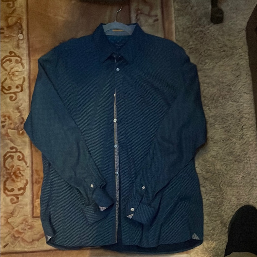 Ted Baker London Navy Patterned Dress Shirt